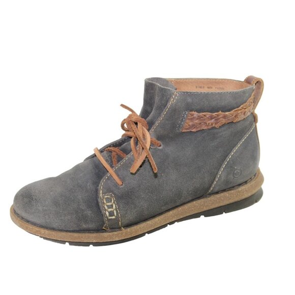 Born Temple Distressed Burnished Dark Gray Lace Up Ankle Boot Size 9 - Picture 4 of 11